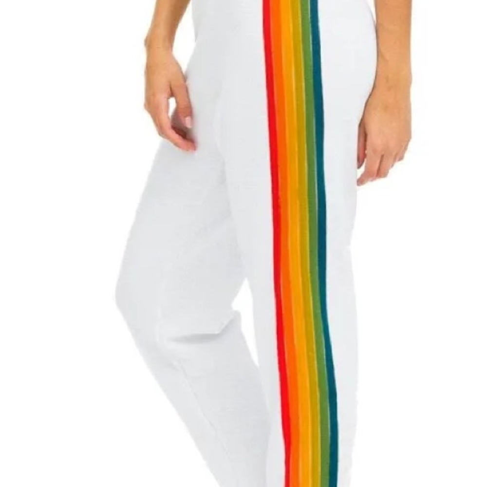 Aviator Nation 6 stripe sweatpants white